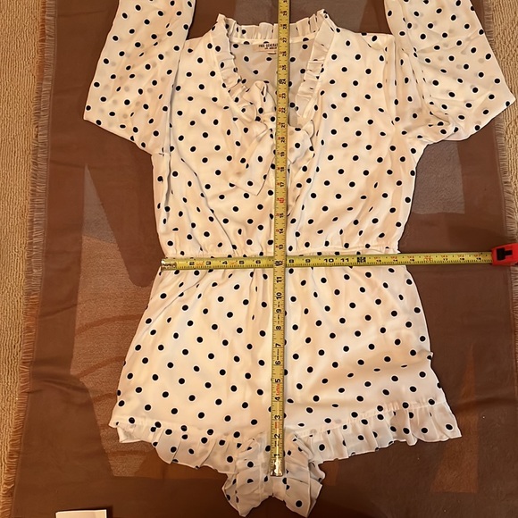 New! Free GenerationRuffle Polka-Dot Woven Romper - Picture 9 of 10